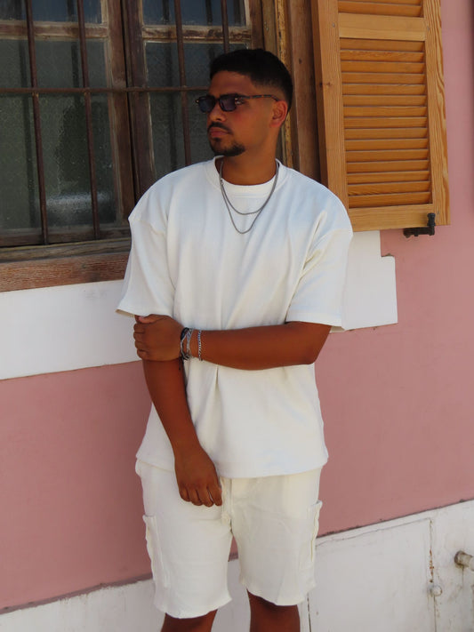 WAFFLE - חליפה קצרה (לבן)