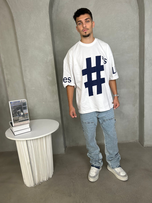 HASHTAG - חולצה קצרה (לבן)